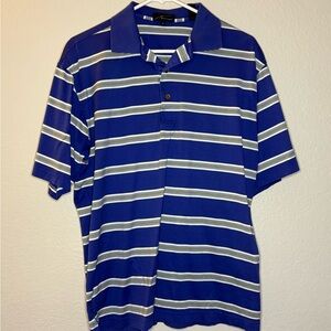 Blue and White Polo Shirt with Nautical Stripes